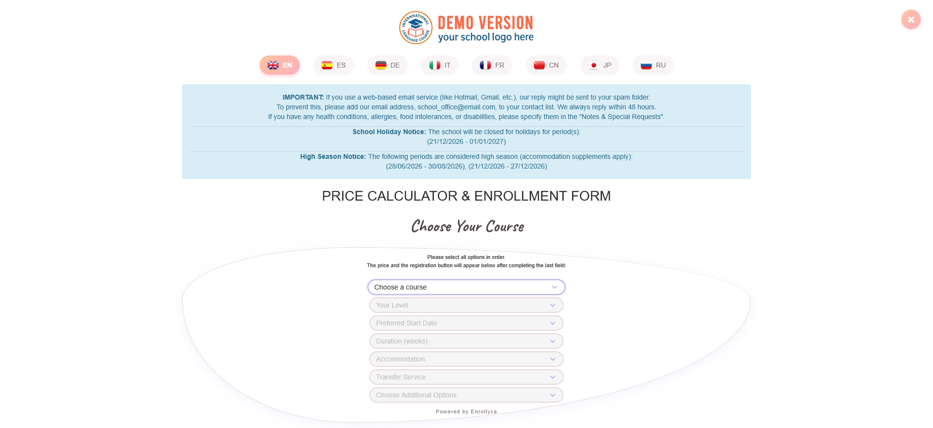 Enrollyca demo preview
